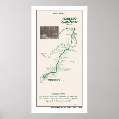 1914 Map, Modesto to Camp Curry Posters by shaughey