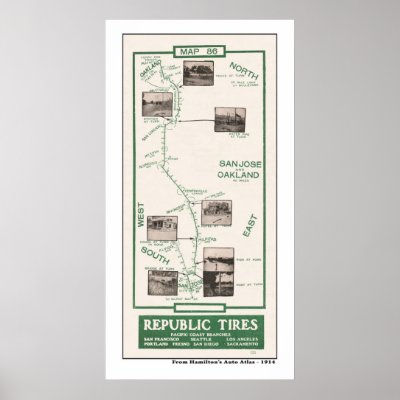 1914 Map, Oakland to San Jose Poster by shaughey