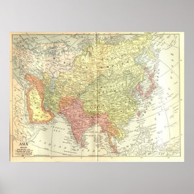 1914 Map of Asia Posters by PaperTimeMachine