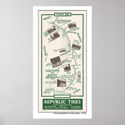 1914 Map, Santa Barbara to Ventura Posters by shaughey