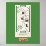 1914 Map, Santa Cruz to Salinas, Green Mat Print