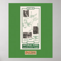 1914 Map, Yosemite Wawona, Big Trees Poster