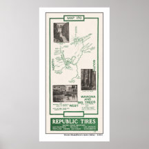 1914  Map, Yosemite Wawona, Big Trees Print