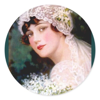 1915 Bride Round Stickers by Cardgallery
