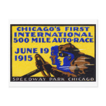 1915 Chicago Auto Racing Poster Postcard