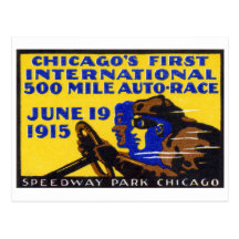 1915 Chicago Auto Racing Poster Postcard