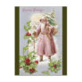 1916 Santa in Pink Coat with Tree Postcard