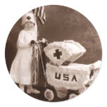 1917 Patriotic Nurse Round Sticker