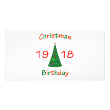 1918 Christmas Birthday Photo Greeting Card