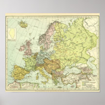 1918 Map of Europe Poster
