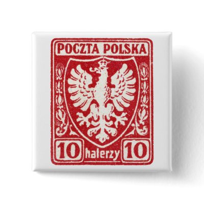 1919 10h Polish Eagle Stamp Button by historicimage