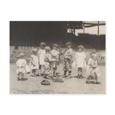 1920's Kids Playing on Major League Baseball Field Post Card by PaperTimeMachine