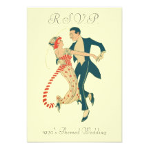 1920's Themed Wedding R.S.V.P. Cards Personalised Invitation