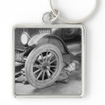 1920s Woman Car Mechanic Keychains