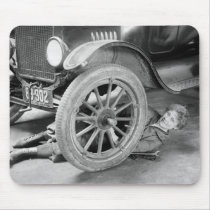 1920s Woman Car Mechanic Mouse Pad
