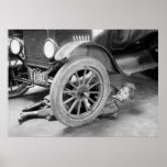 1920s Woman Car Mechanic Print