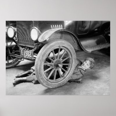 1920s Woman Car Mechanic Print by Photoblog