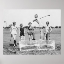 1920's Women's Golf Tee Off On ICE Print