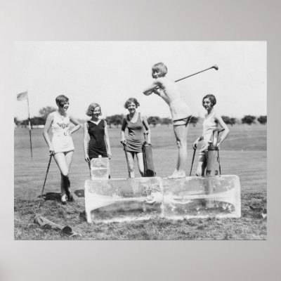 1920's Women's Golf Tee Off On ICE Print by PaperTimeMachine