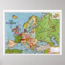 1923 Map of Europe Poster