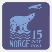 1925 Norwegian Polar Bear Square Stickers