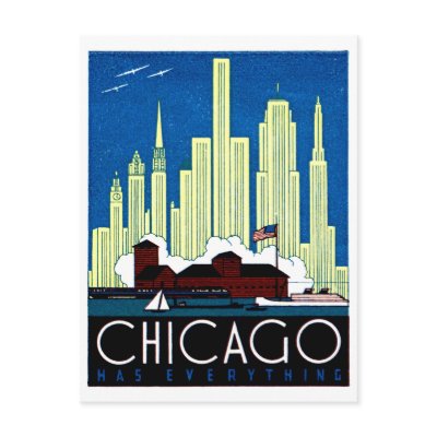 1930 Visit Chicago Poster Post Card