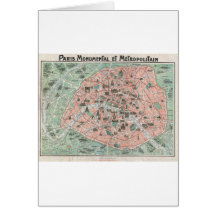 1932 Art Deco Map of Paris, France Greeting Card
