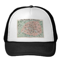 1932 Art Deco Map of Paris, France Mesh Hat