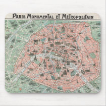 1932 Art Deco Map of Paris, France Mousepads