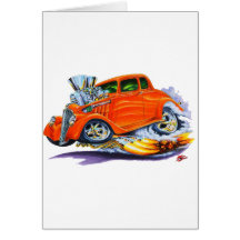 1933-36 Willys Orange Car Greeting Cards