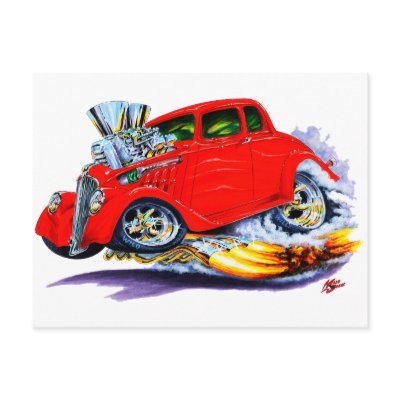1933-36 Willys Red Car Post Cards by maddmaxart