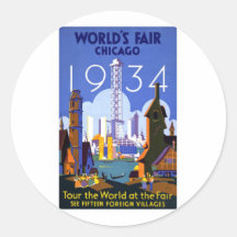 1934 Chicago World's Fair Round Sticker