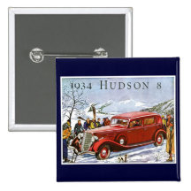 1934 Hudson 8 - Vintage Advertisement Pinback Button