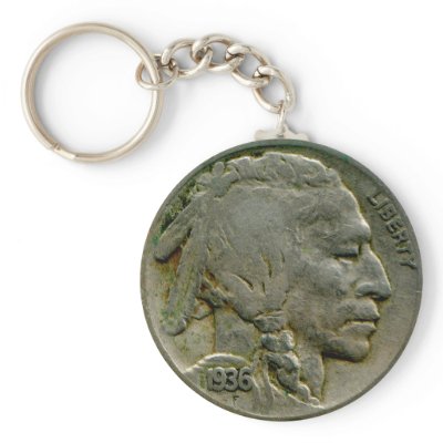 1936 US 'Buffalo' nickel heads keychain by AuntiesLunchMoney