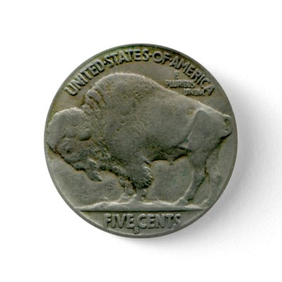 1936 US "Buffalo" nickel tails button by AuntiesLunchMoney