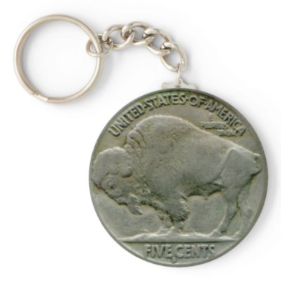 1936 US "Buffalo" nickel tails keychain by AuntiesLunchMoney