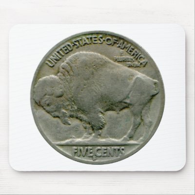 1936 US "Buffalo" nickel tails mousepad by AuntiesLunchMoney