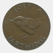 1937 British farthing sticker
