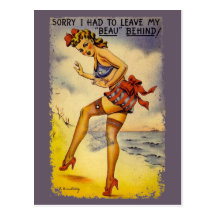 1940s Bathing Beauty Funny Postcard