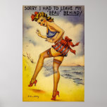 1940s Bathing Beauty Funny Poster posters