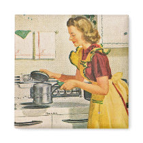 1940s Cooking Housewife Refrigerator Magnet