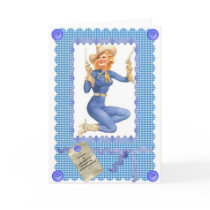 1940's COWGIRL PINUP GREETINGS CARD