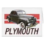 1941 Plymouth coupe with graphic and text. Cards