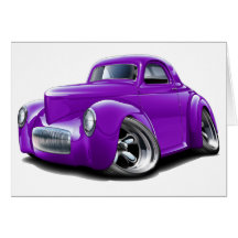 1941 Willys Purple Car Greeting Card