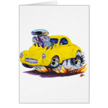 1941 Willys Yellow Car Greeting Cards