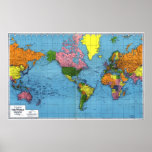 1942 Map of the World Poster