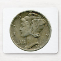 1943 US Mercury dime obverse mousepad