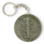 1943 US Mercury dime reverse keychain