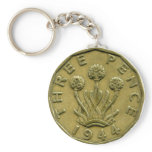 1944 British three pence keychain