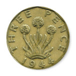 1944 British three pence magnet